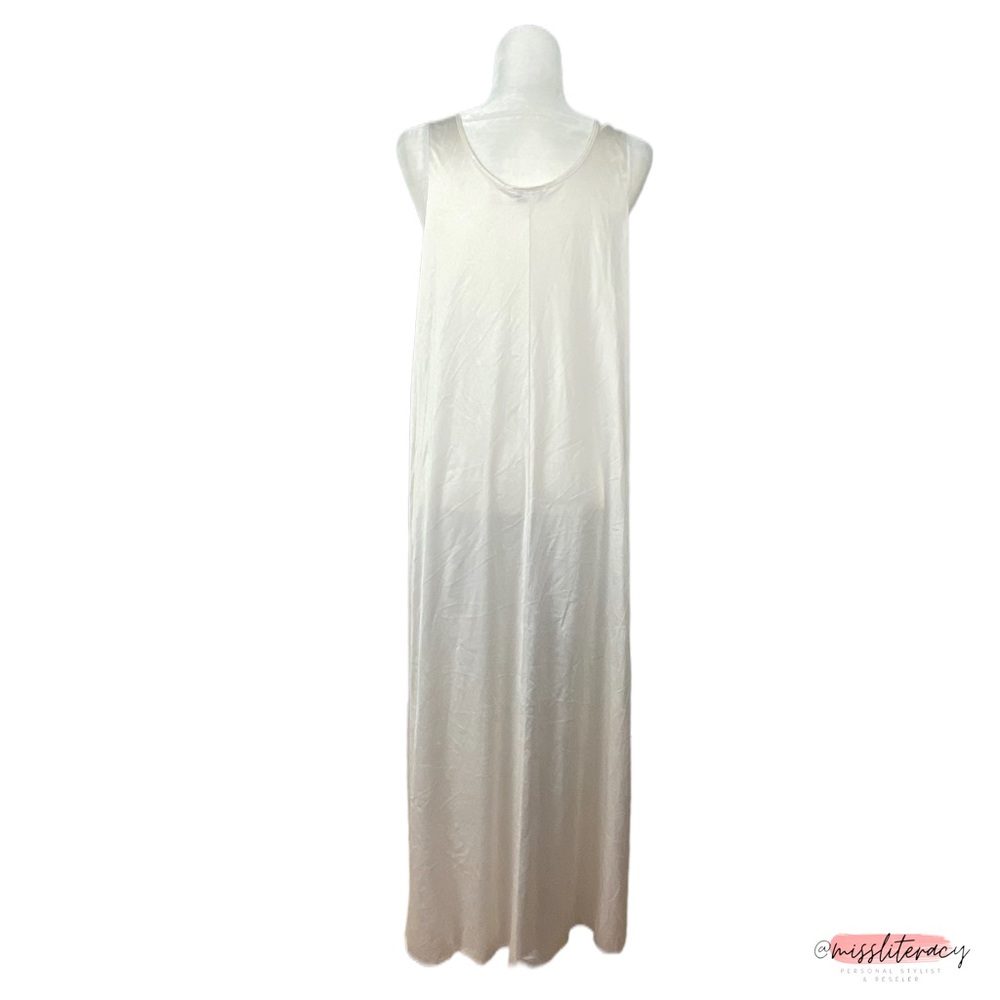 Vintage French Maid Silky Satin Chemise Slip Night Dress in Champagne Cream XXL - Picture 10 of 14